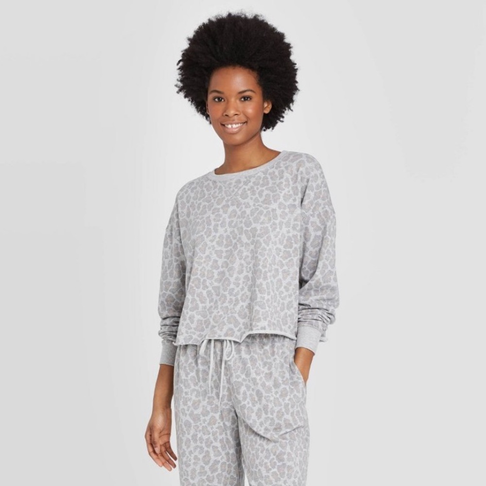 French Terry Leopard Print Lounge Set